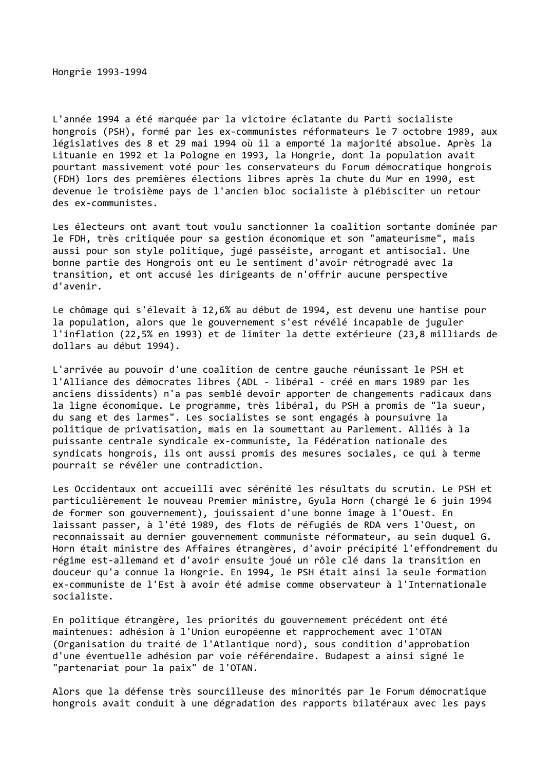 Prévisualisation du document Hongrie (1993-1994)