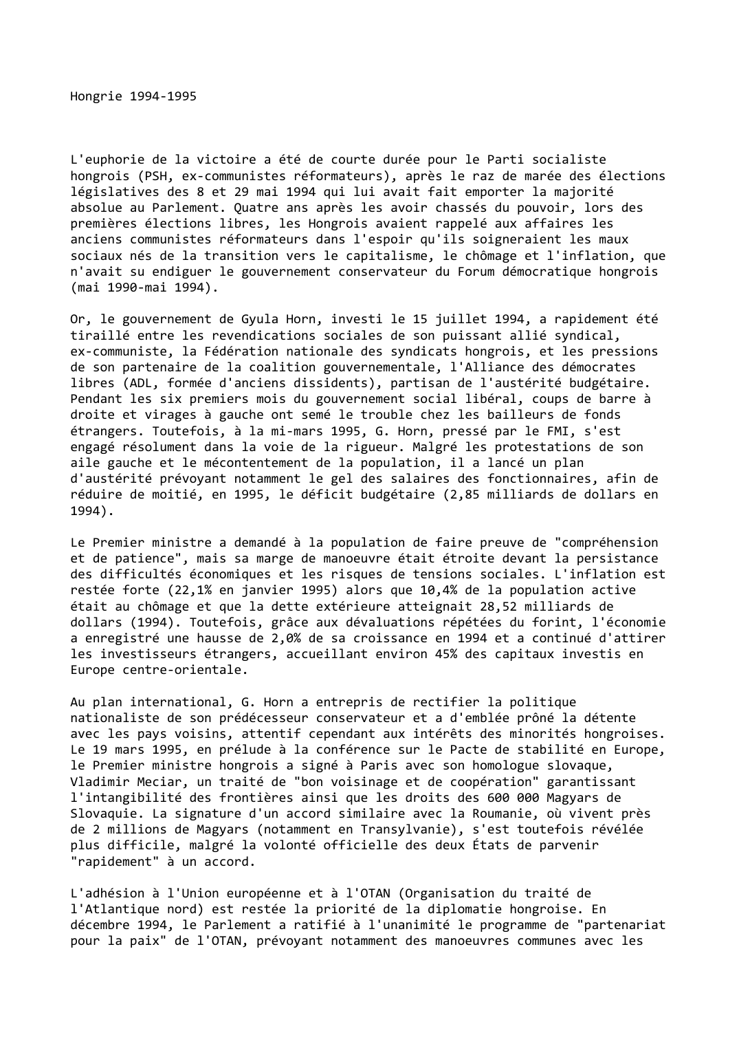 Prévisualisation du document Hongrie (1994-1995)