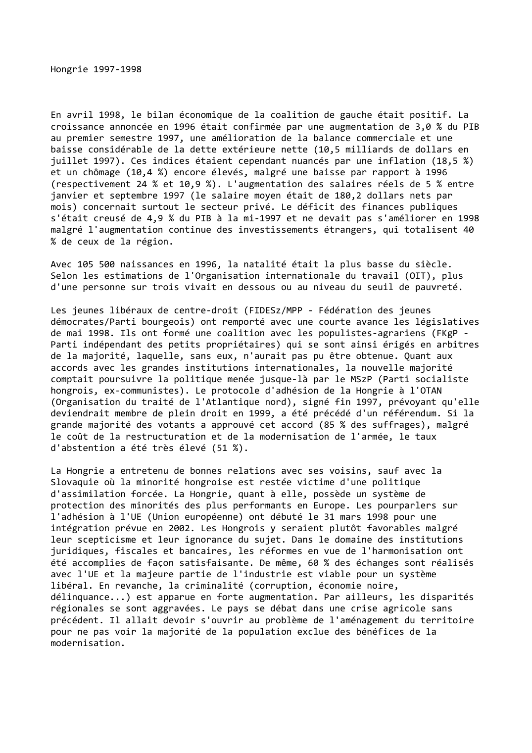 Prévisualisation du document Hongrie (1997-1998)