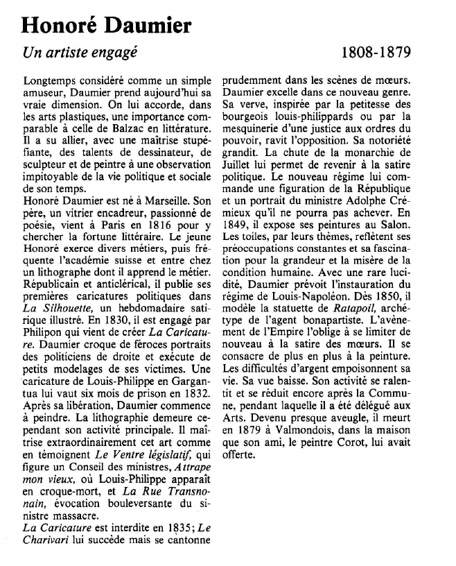 Prévisualisation du document Honoré DaumierUn artiste engagé.