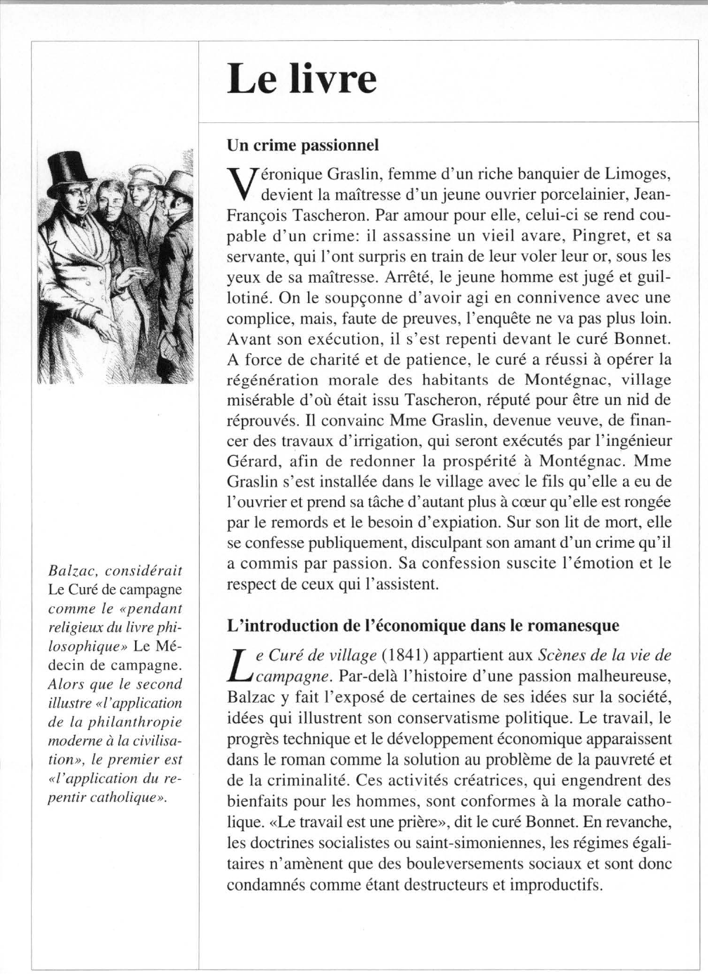 Prévisualisation du document Honoré de BALZAC : Le Curé de village
