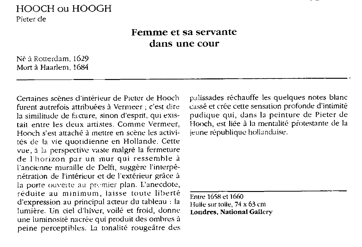 Prévisualisation du document HOOCH ou HOOGH Pieter de : Femme et sa servante dans une cour