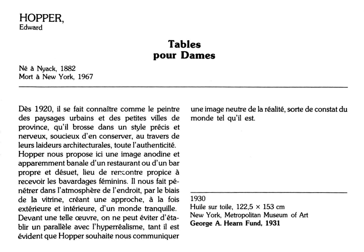 Prévisualisation du document HOPPER, Edward : Tables pour Dames