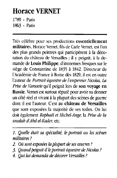 Prévisualisation du document Horace VERNET1'89 - Paris1863 - ParisTrès célèbre pour ses productions essentiellementmilitaires.