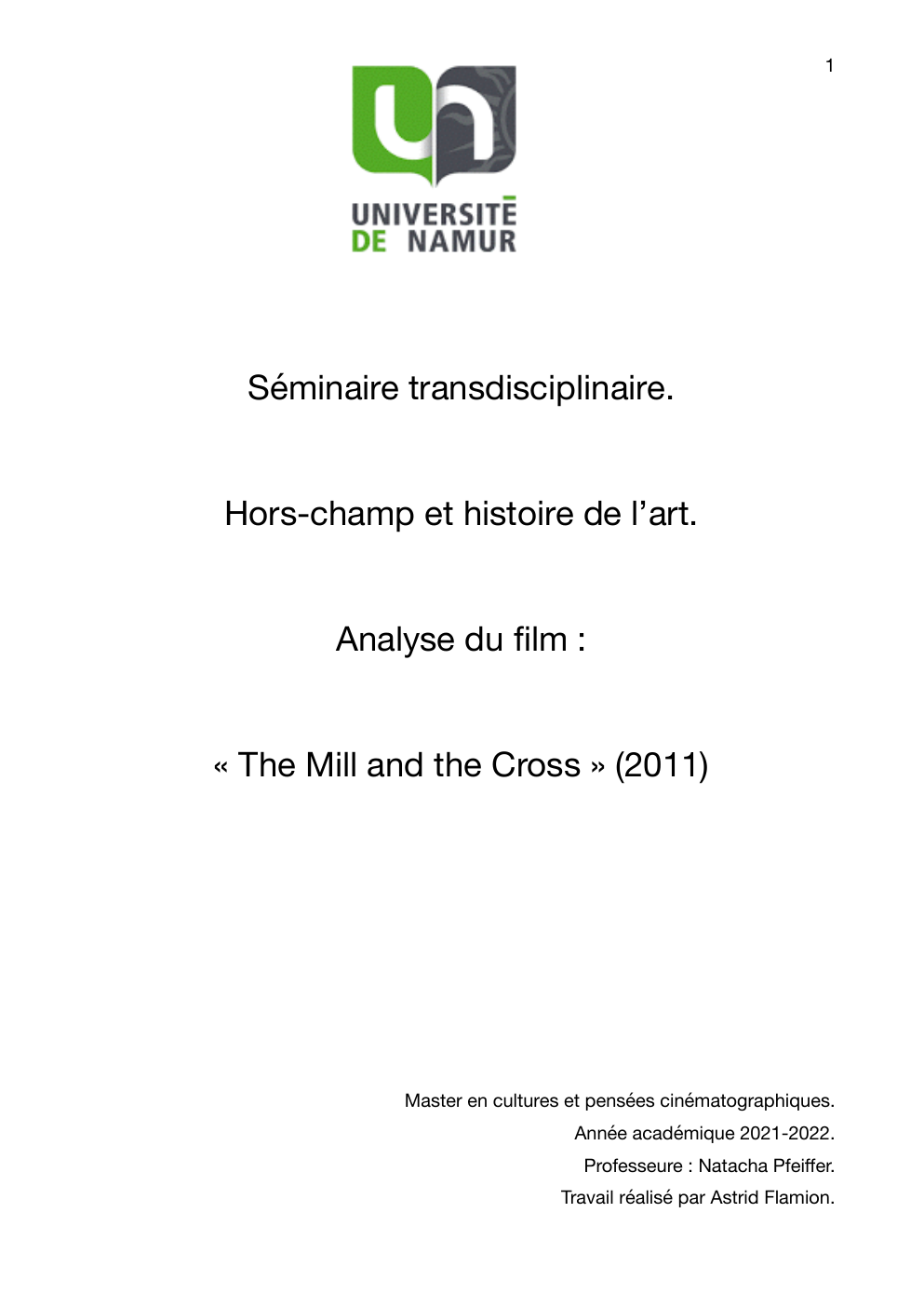 Prévisualisation du document Hors-champ et histoire de l’art.  Analyse du film :  « The Mill and the Cross » (2011)