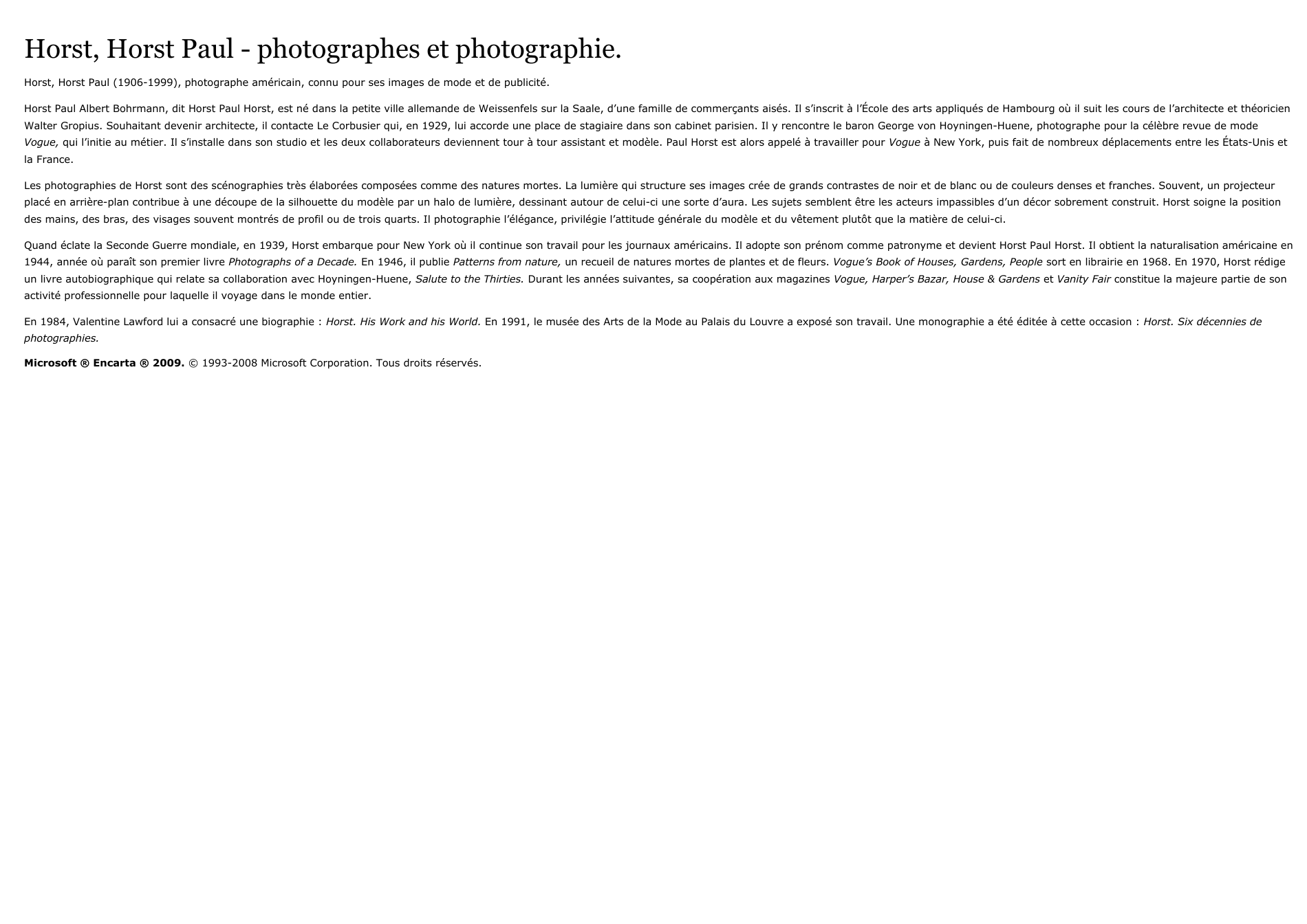 Prévisualisation du document Horst, Horst Paul - photographes et photographie.