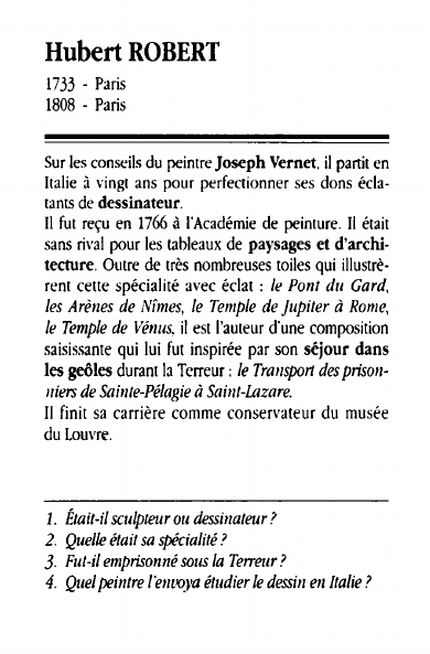 Prévisualisation du document Hubert ROBERT1733 - Paris1808 - ParisSur les conseils du peintre Joseph Vernet.