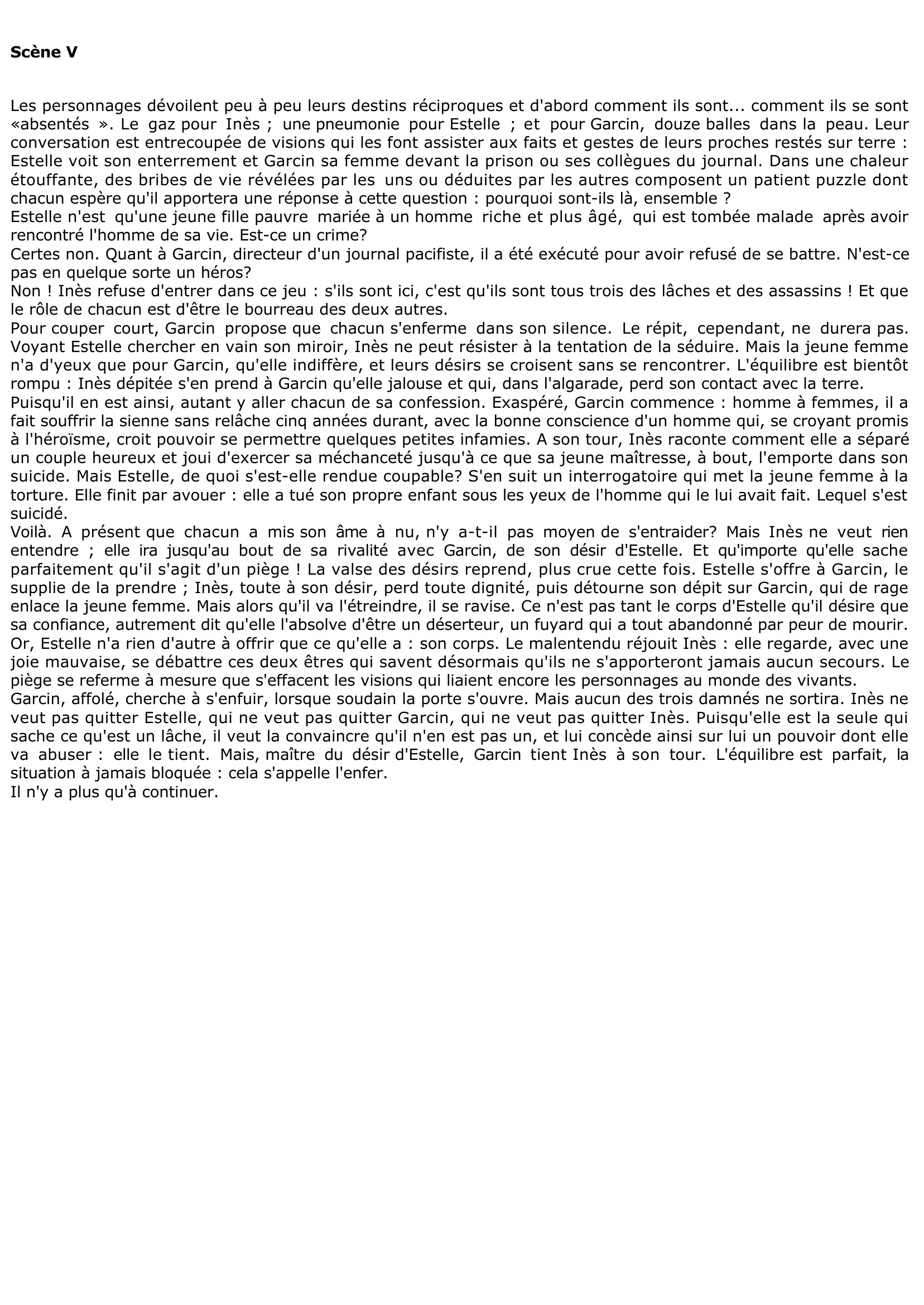 Prévisualisation du document HUIS-CLOS suivi de LES MOUCHES DE JEAN-PAUL SARTRE