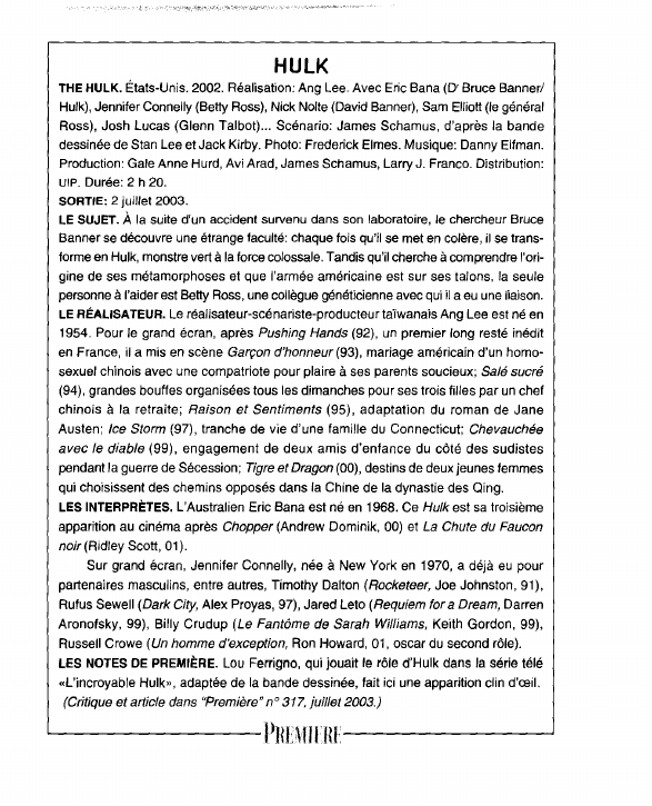 Prévisualisation du document HULK