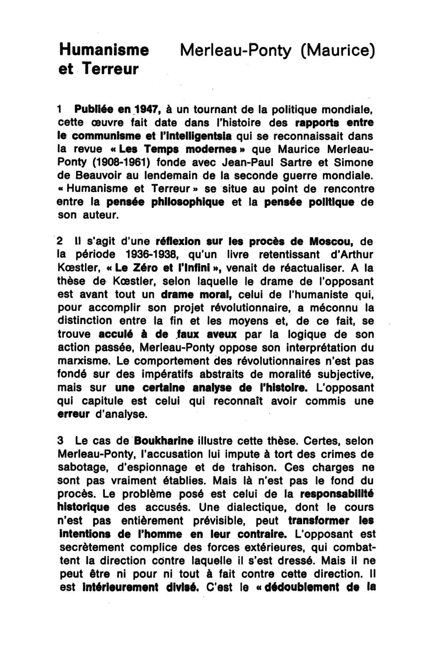 Prévisualisation du document HUMANISME ET TERREUR, Essai sur le problème communiste, 1947.    Maurice Merleau-Ponty