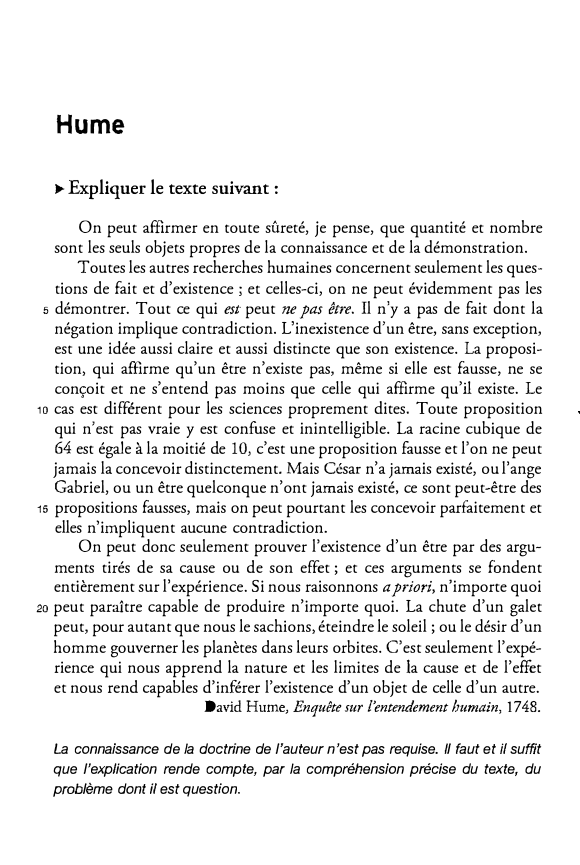 Prévisualisation du document Hume
► Expliquer le texte suivant :
On peut affirmer en toute sûreté, je pense, que quantité et nombre
sont...