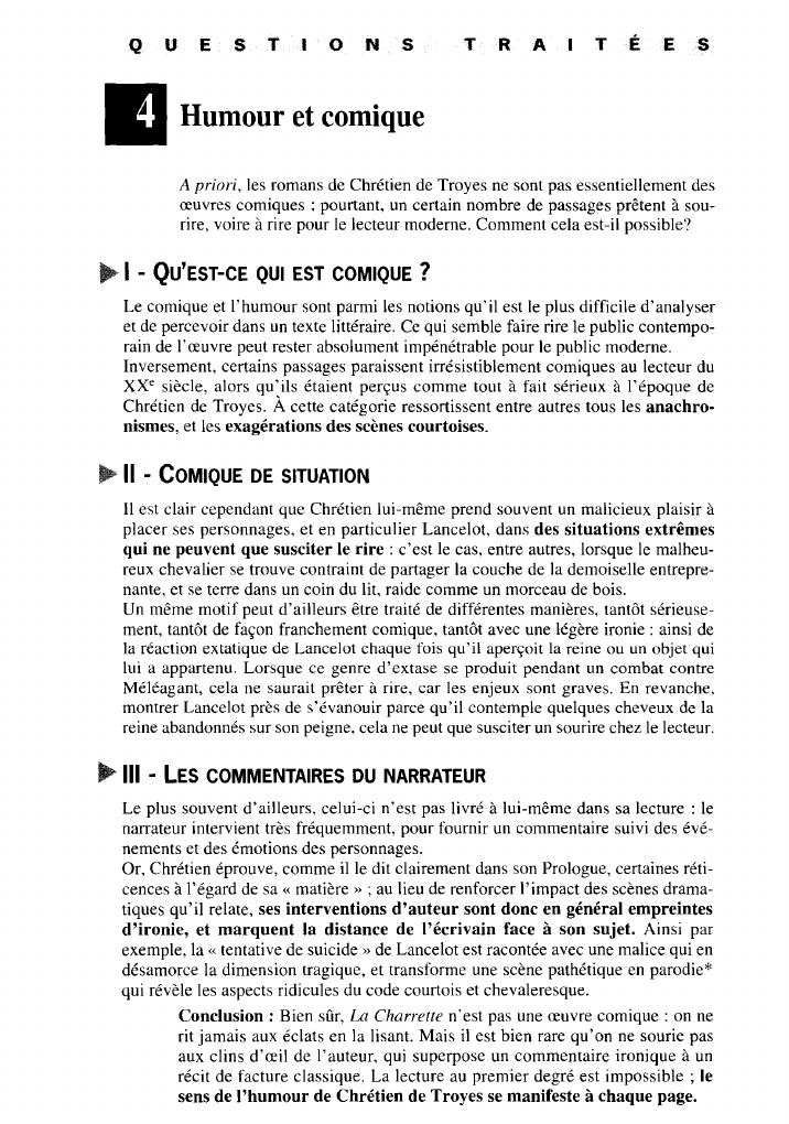 Prévisualisation du document Humour et comique dans Le Chevalier à la charrette, de Chrétien de Troyes