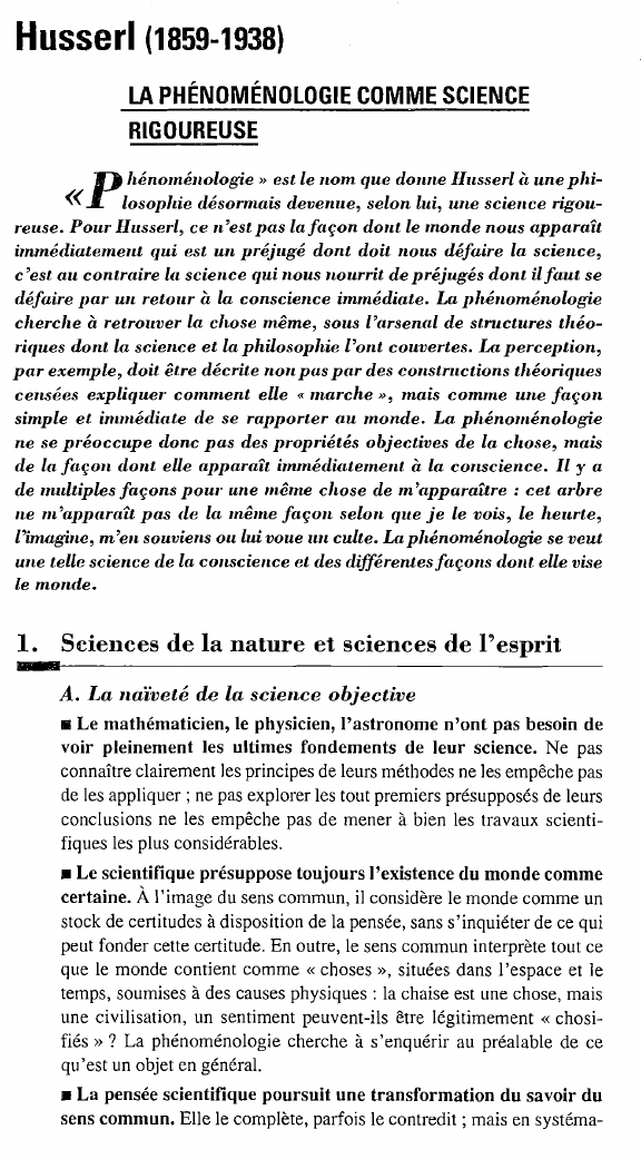 Prévisualisation du document Husserl (1859-1938): LA PHÉNOMÉNOLOGIE COMME SCIENCE RIGOUREUSE