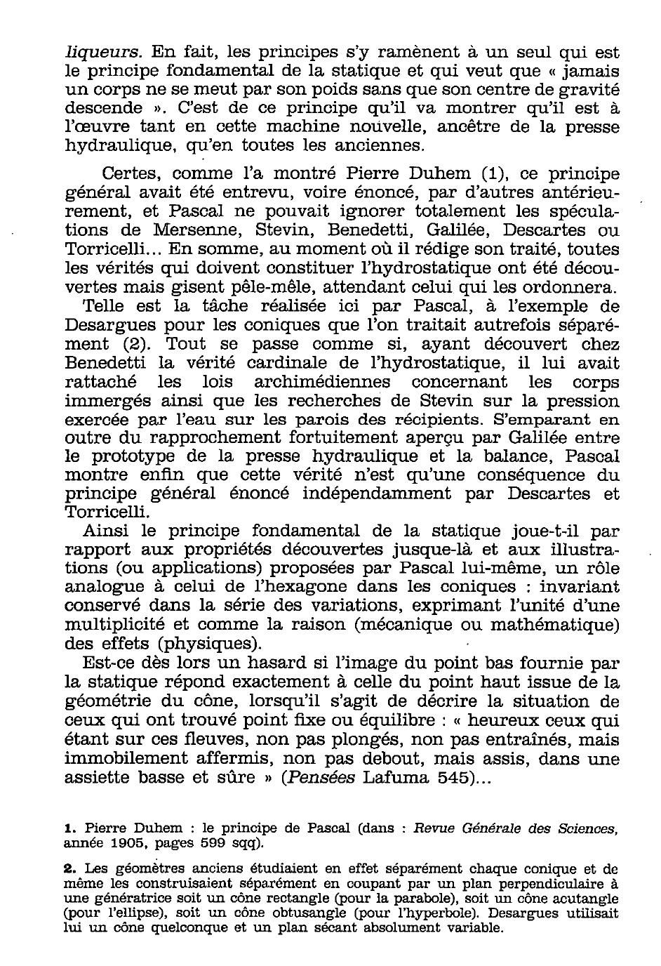 Prévisualisation du document Hydrostatique et mécanique de Blaise PASCAL