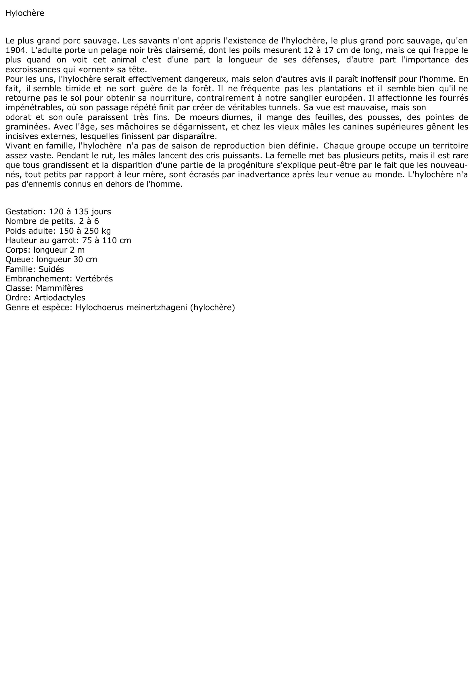 Prévisualisation du document Hylochère