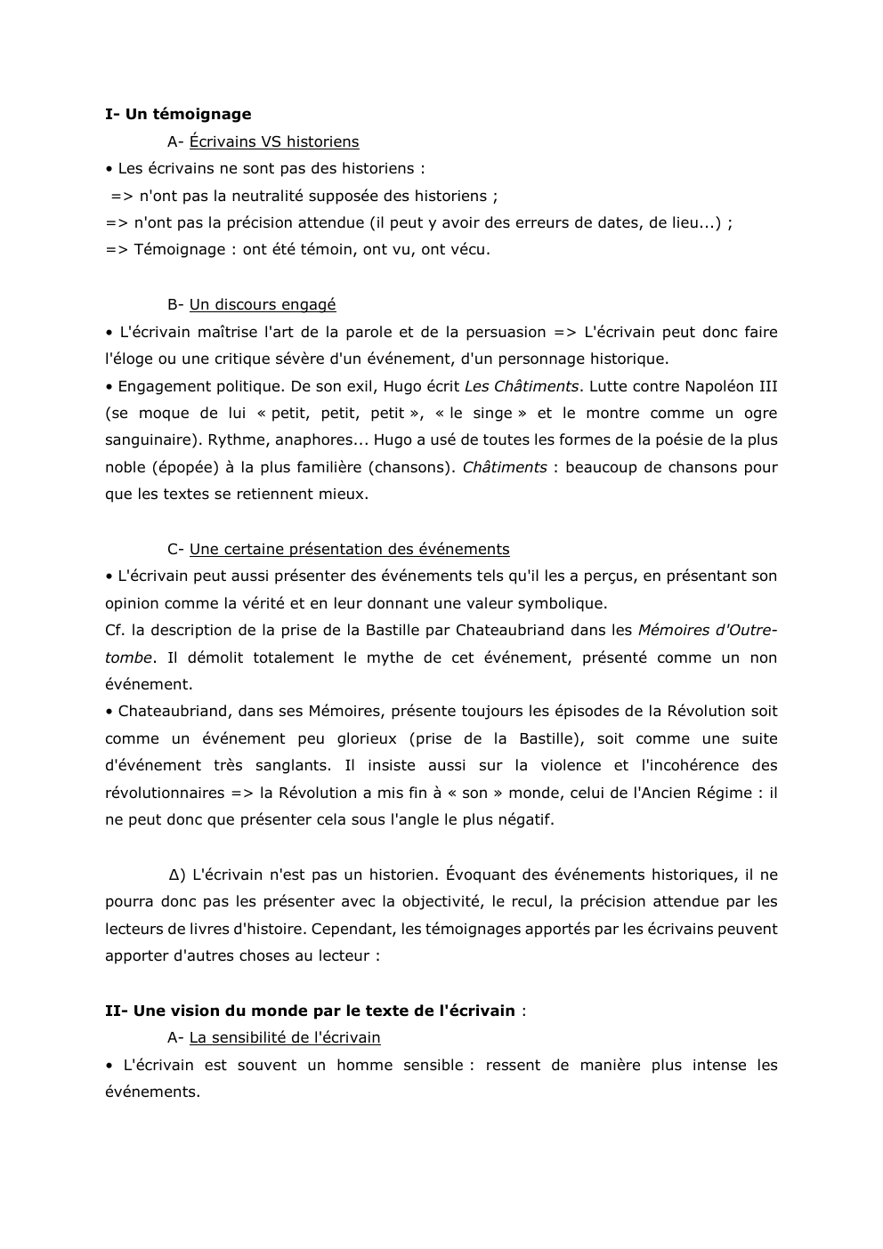 Prévisualisation du document I- Un témoignage
A- Écrivains VS historiens
• Les écrivains ne sont pas des historiens :
=> n'ont pas la...