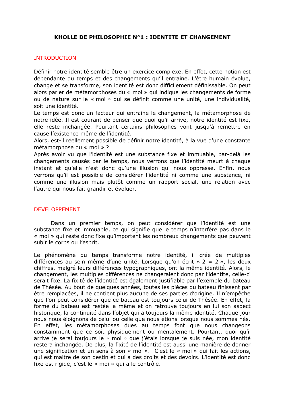 Prévisualisation du document Identité et changement