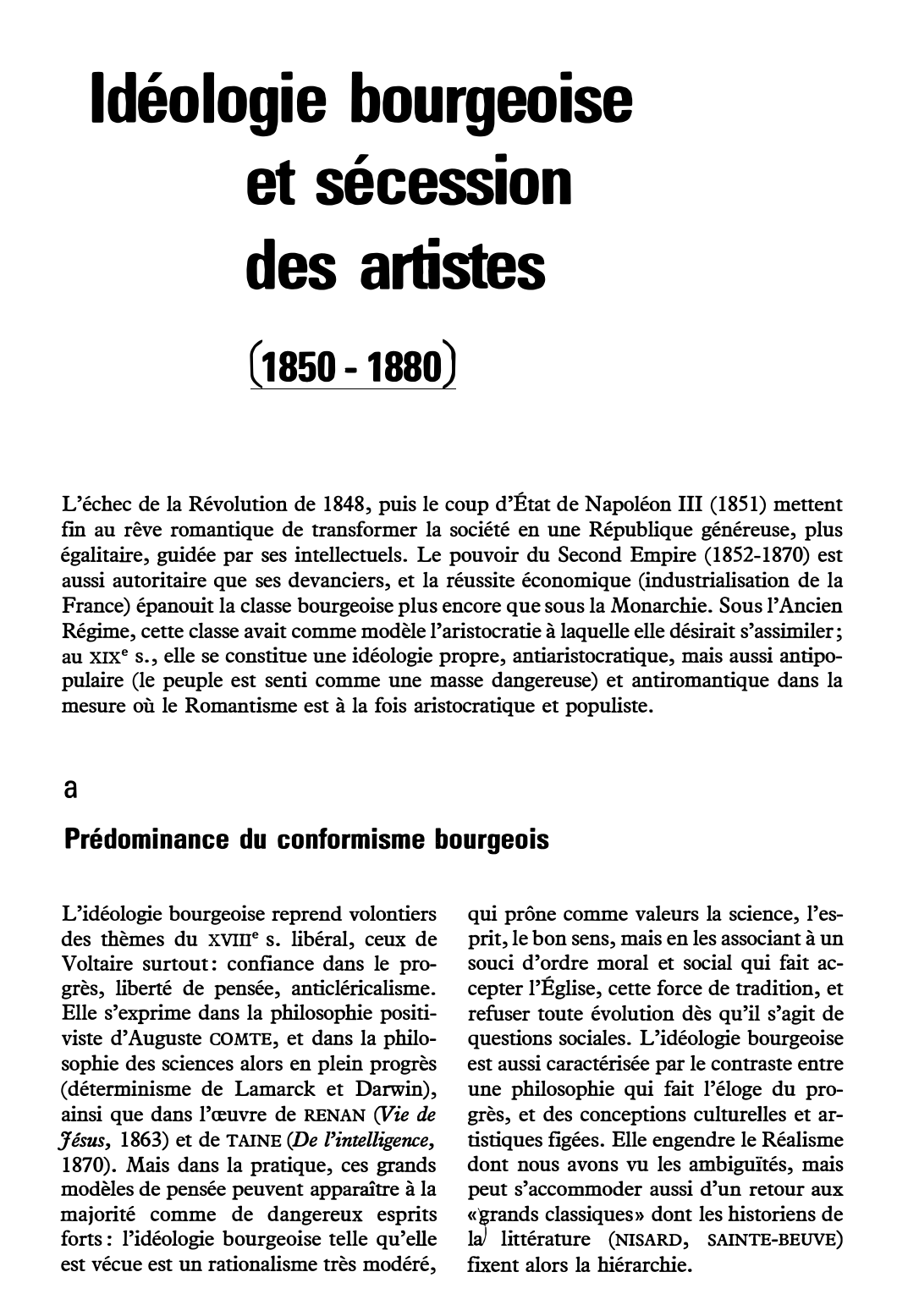 Prévisualisation du document Idéologie bourgeoise et sécession des artistes (1850-1880)