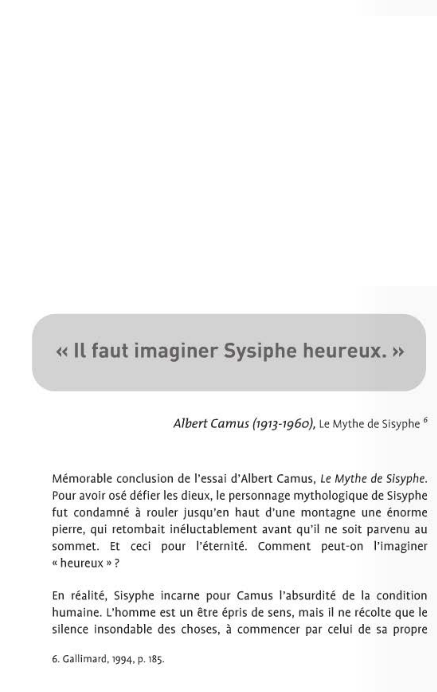 Prévisualisation du document Il faut imaginer Sisyphe heureux. Camus