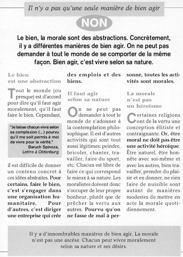 Prévisualisation du document Il n 'y a pas qu 'une seule manière de bien agir

CJNinl
Le bien, la morale sont des abstractions....