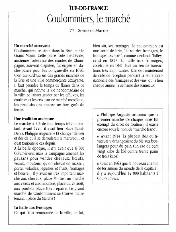 Prévisualisation du document ÎLE-DE-FRANCECoulommiers, le marché.