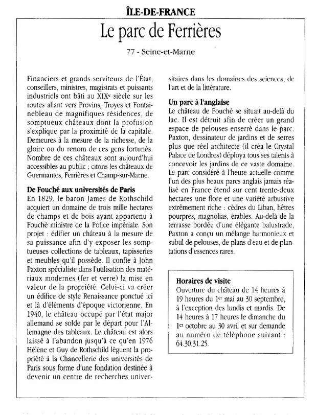 Prévisualisation du document ÎLE-DE-FRANCELe parc de Ferrières.