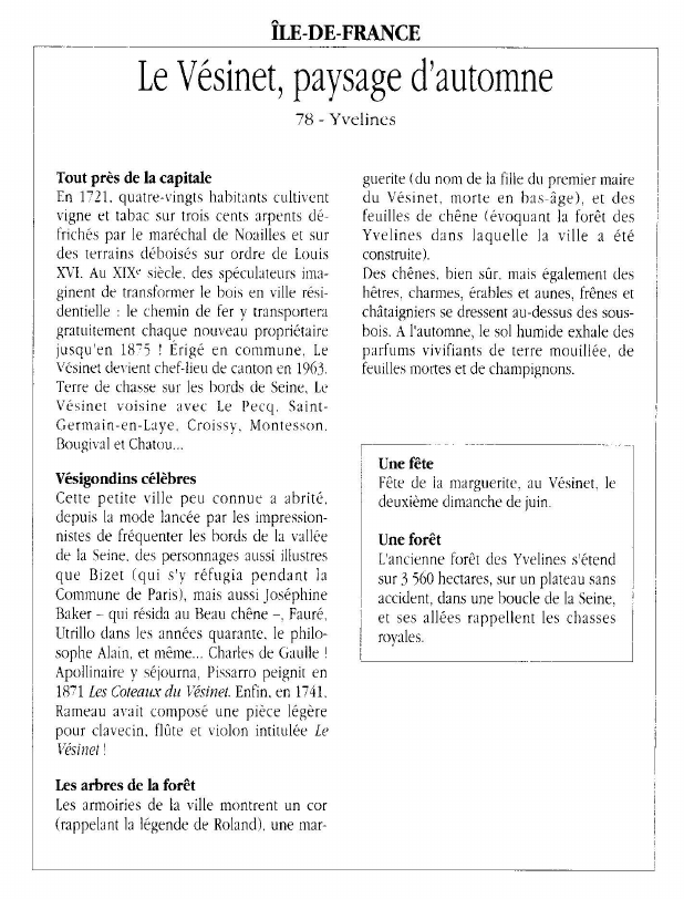 Prévisualisation du document ÎLE-DE-FRANCELe Vésinet, paysage d'automne.