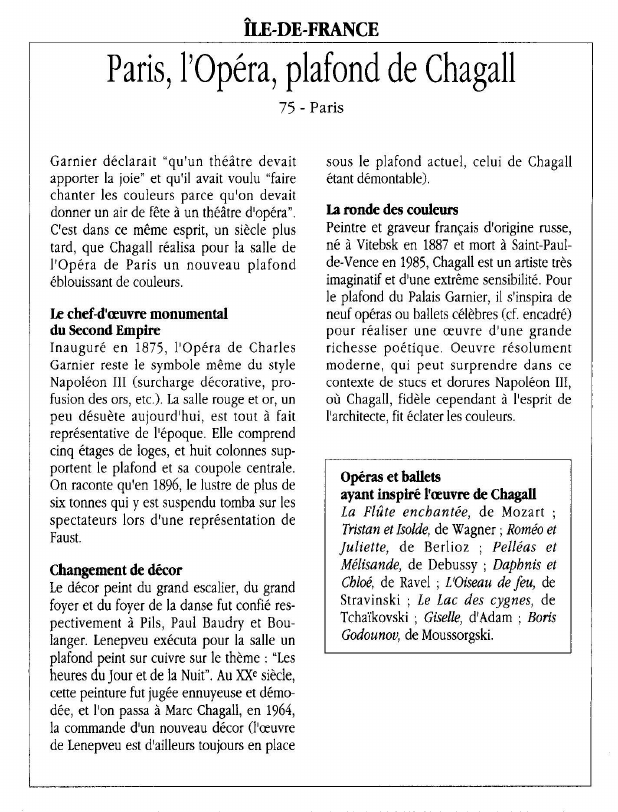 Prévisualisation du document ÎLE-DE-FRANCEParis, l'Opéra, plafond de Chagall.
