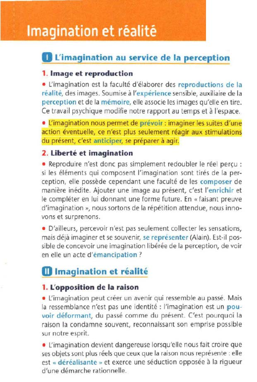 Prévisualisation du document Imagination et réalité
0

L'imagination au service de la perception

1. Image et reproduction
• L'imagination est la faculté d'élaborer...