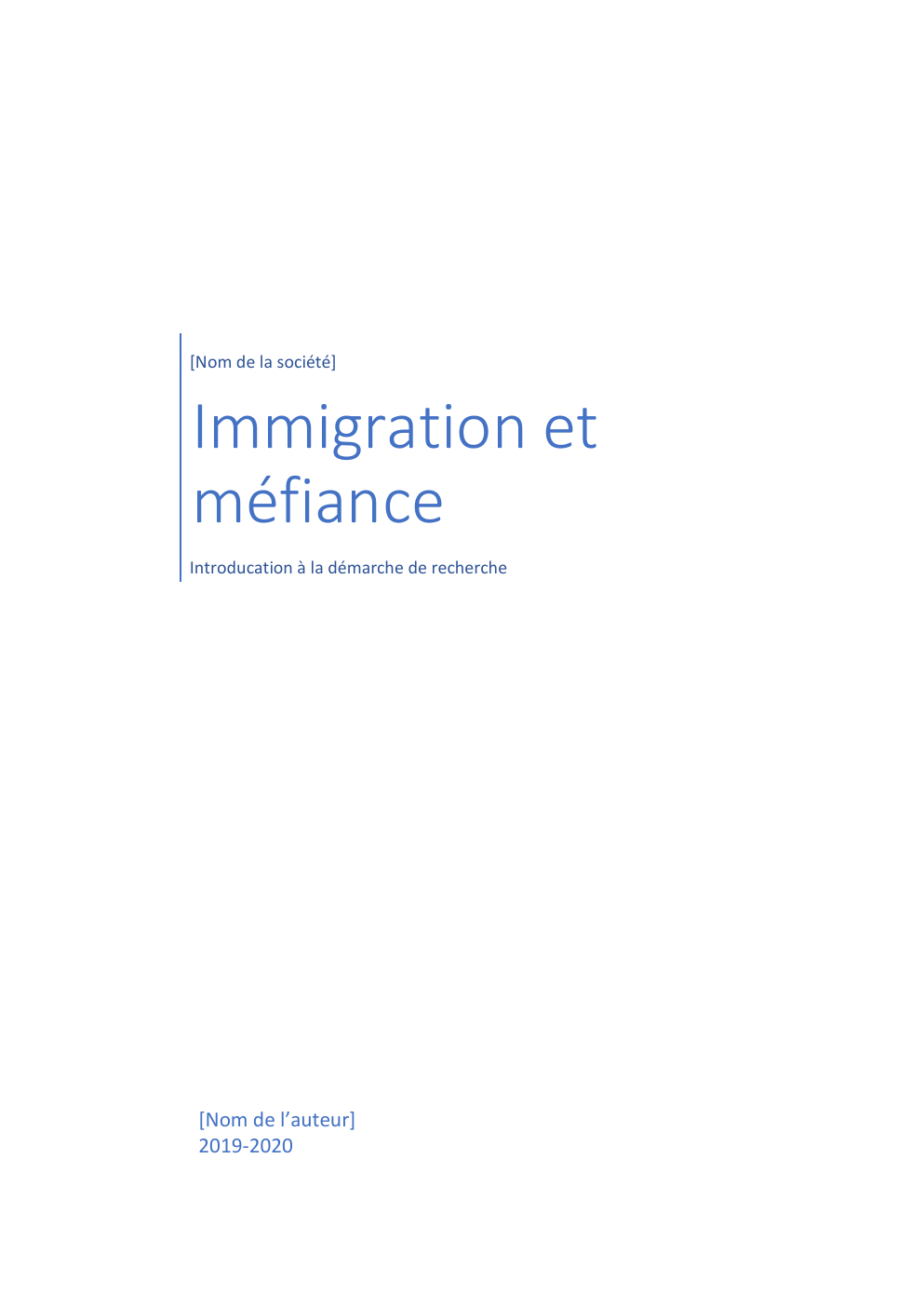 Prévisualisation du document Immigration et méfiance : Introducation à la démarche de recherche