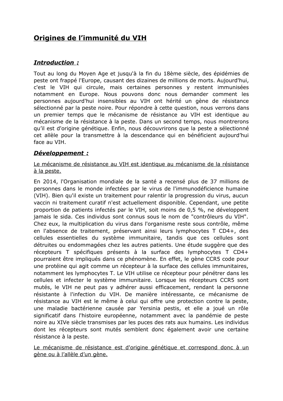 Prévisualisation du document Immunité VIH peste
