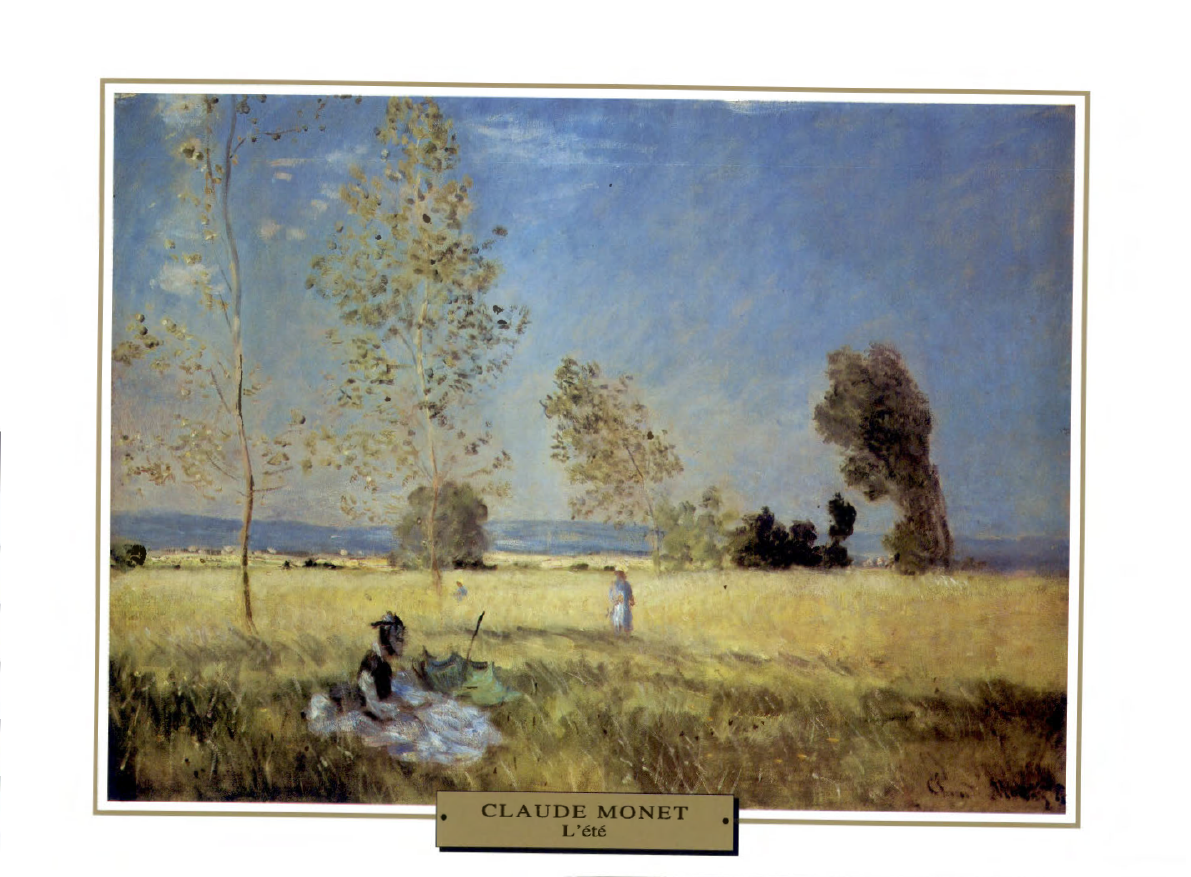 Prévisualisation du document IMPRESSIONNISME

1874

PAYSAGE

France

Claude MONET
L'ÉTÉ

Tout occupé à. peindre la Seine ·e t l�s reflets de l'eau, Monet...