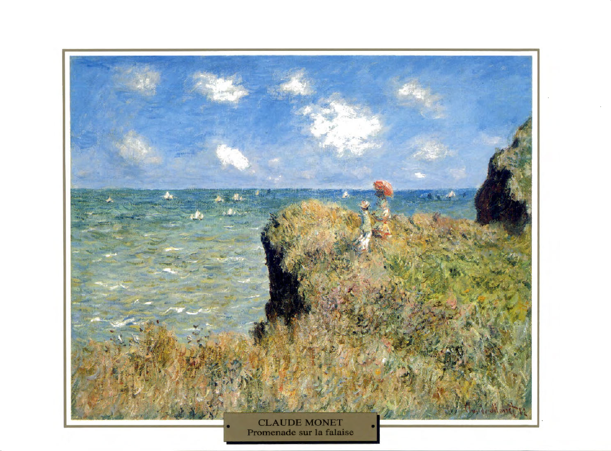 Prévisualisation du document IMPRESSIONNISME

1882

LA MER

France

Claude MONET
PROMENADE SUR LA FALAISE, POURVILLE

Ruiné, ayant perdu confiance en lui-même, Monet, pour...