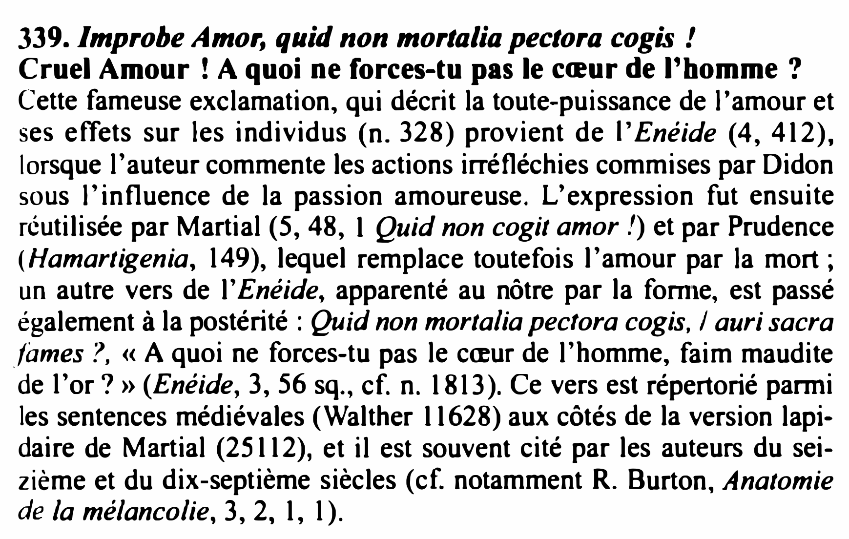 Prévisualisation du document Improbe Amor, quid non mortalia pectora cogis !