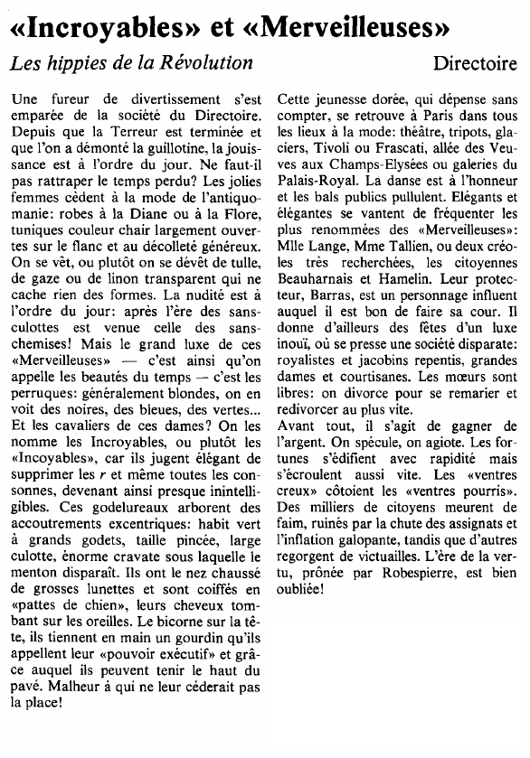 Prévisualisation du document «Incroyables» et «Merveilleuses»Les hippies de la Révolution.