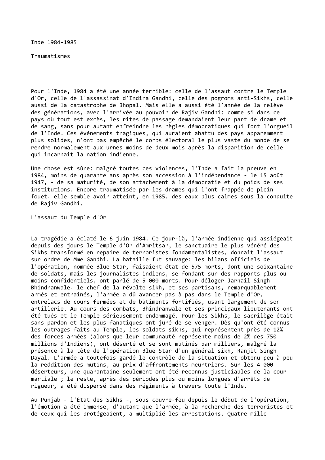 Prévisualisation du document Inde (1984-1985)

Traumatismes
