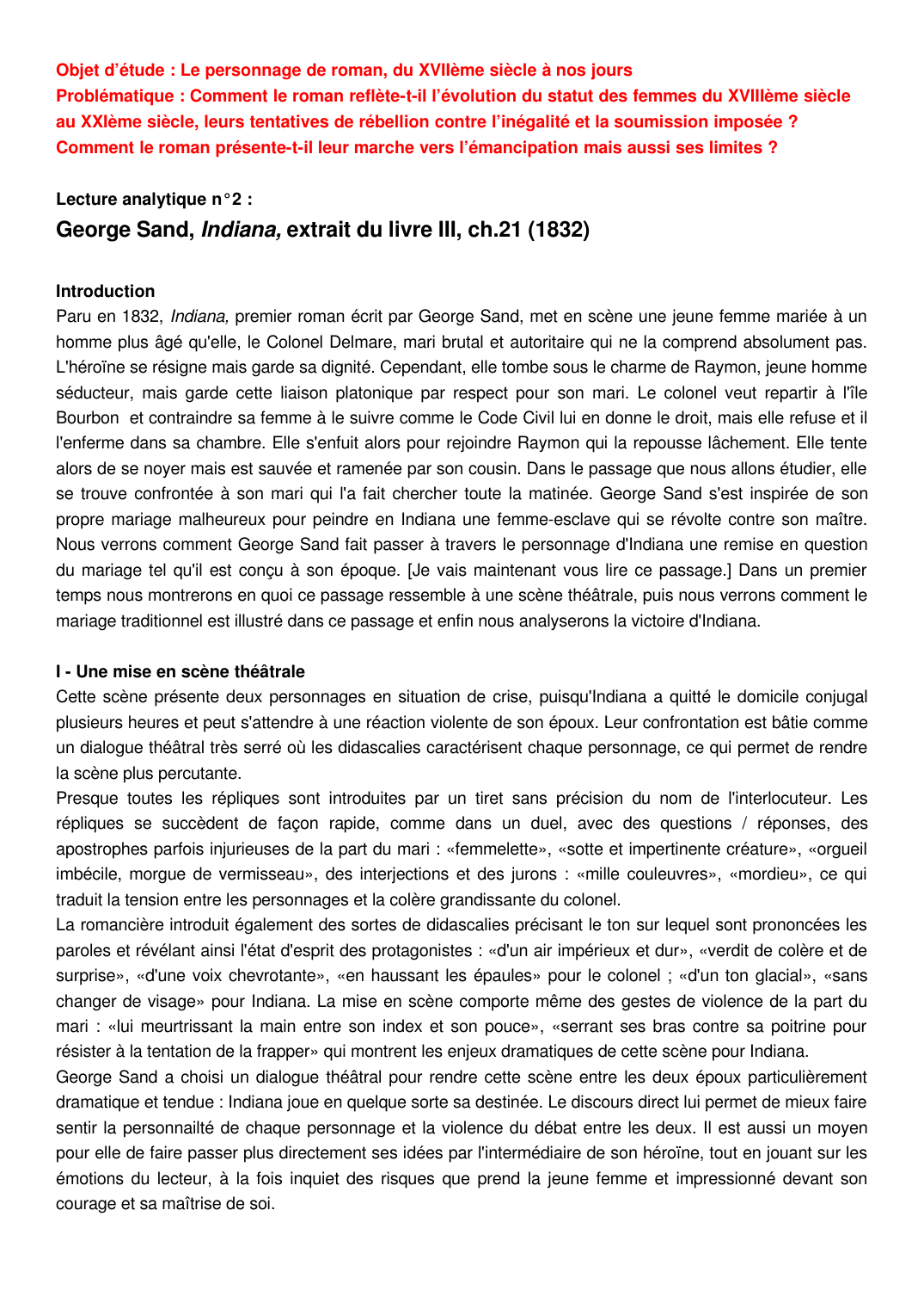 Prévisualisation du document Indiana, George Sand, extrait du livre III, ch. 21