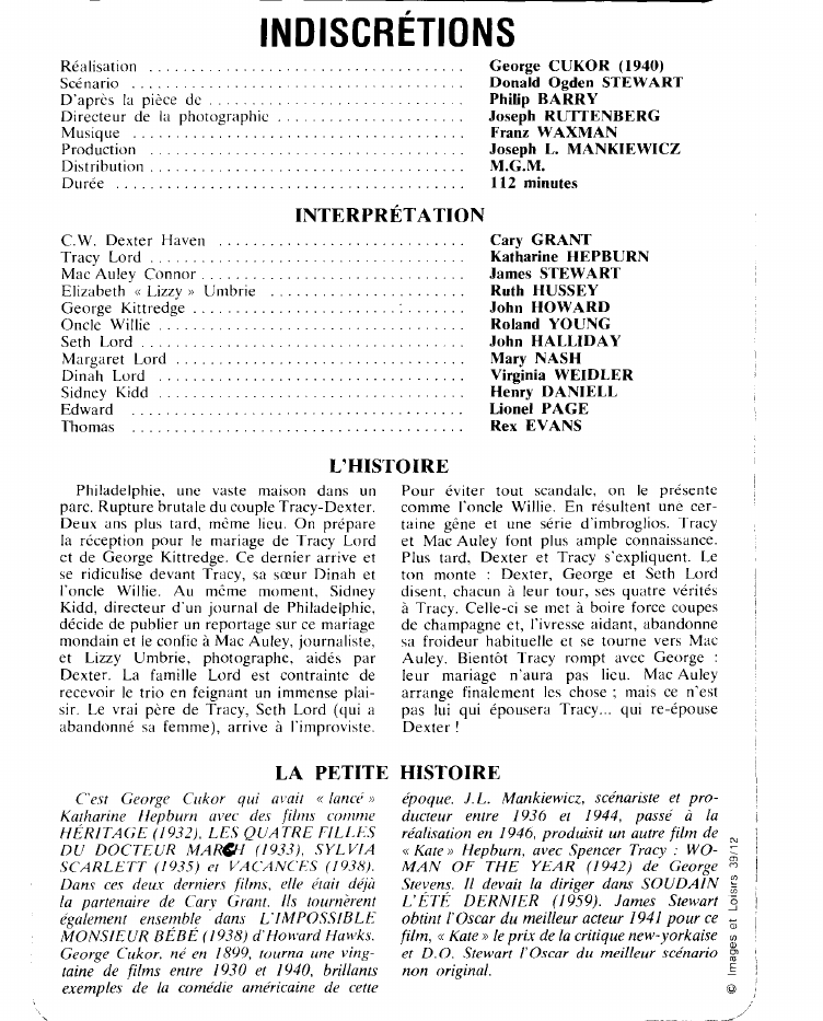 Prévisualisation du document INDISCRÉTIONS