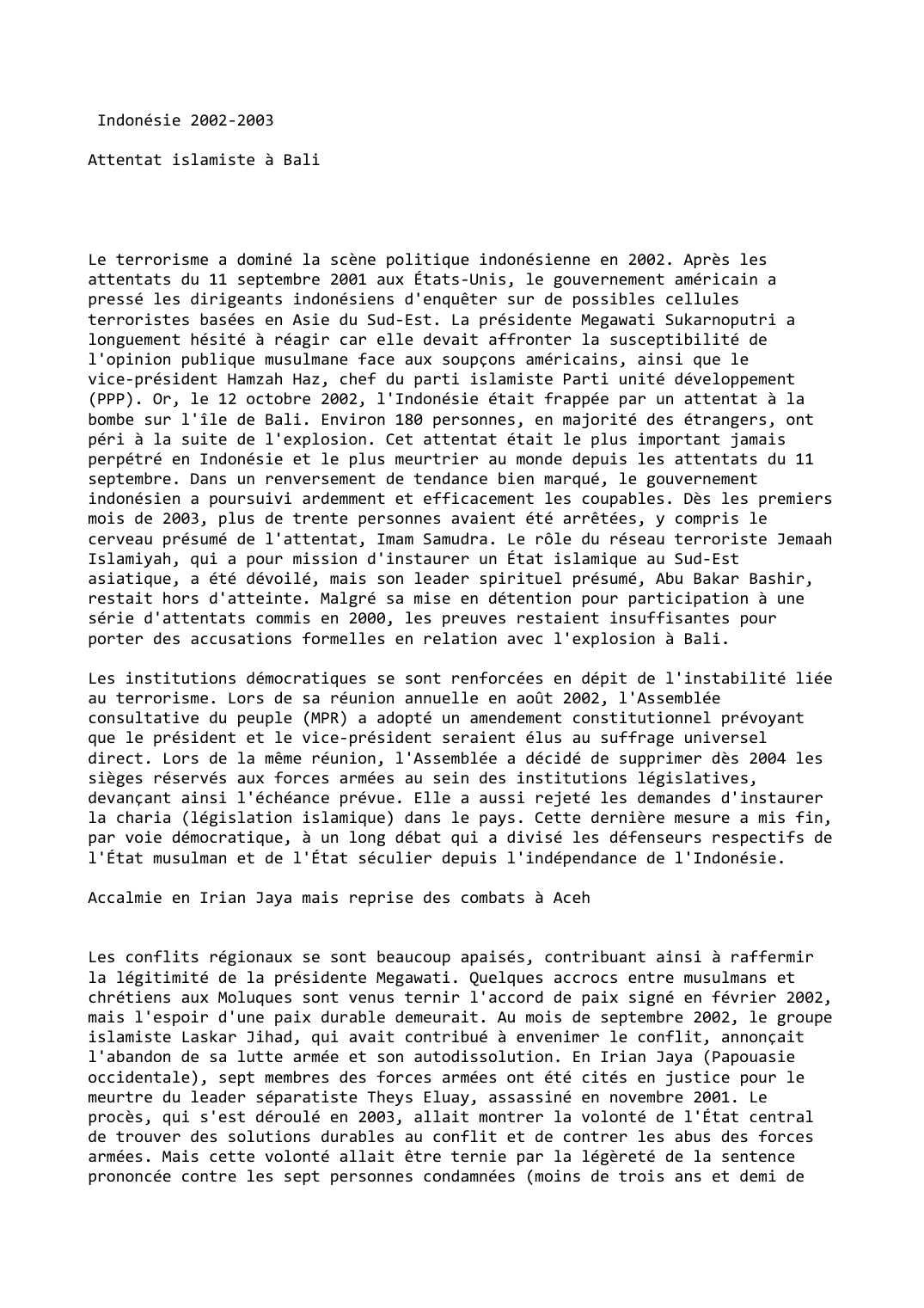 Prévisualisation du document Indonésie 2002-2003

Attentat islamiste à Bali