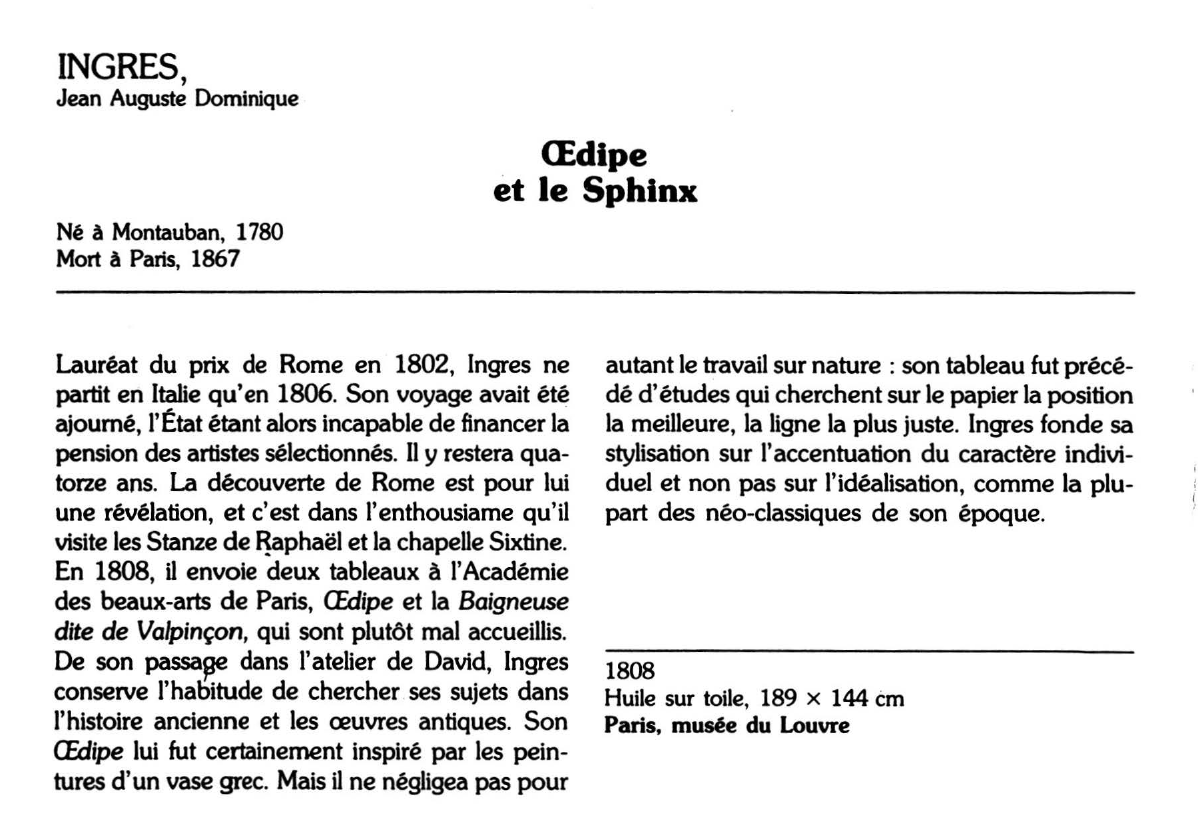 Prévisualisation du document INGRES, Jean Auguste Dominique : OEdipe et le Sphinx