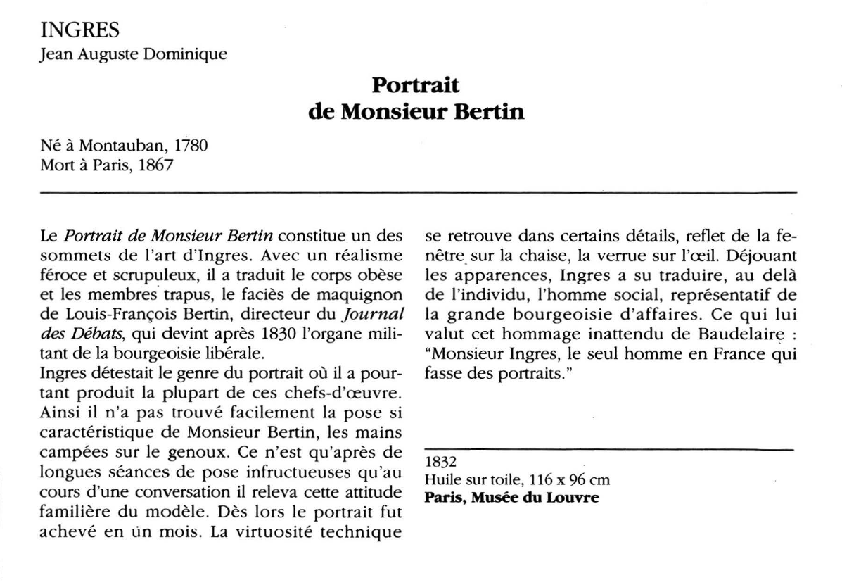 Prévisualisation du document INGRES Jean Auguste Dominique : Portrait de Monsieur Bertin