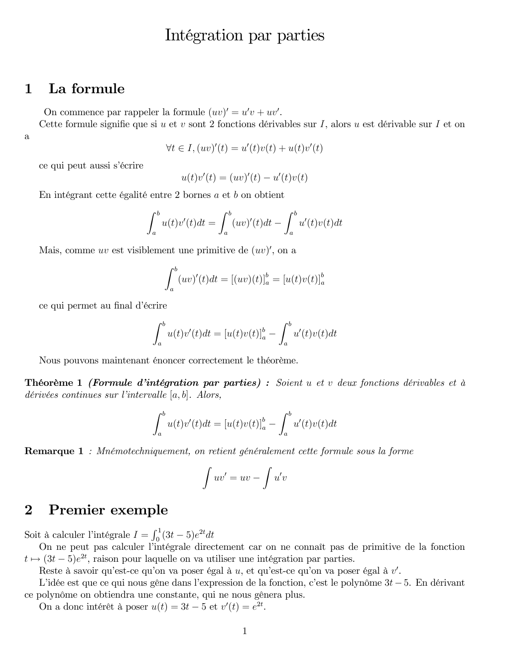 Prévisualisation du document Intégration par partie