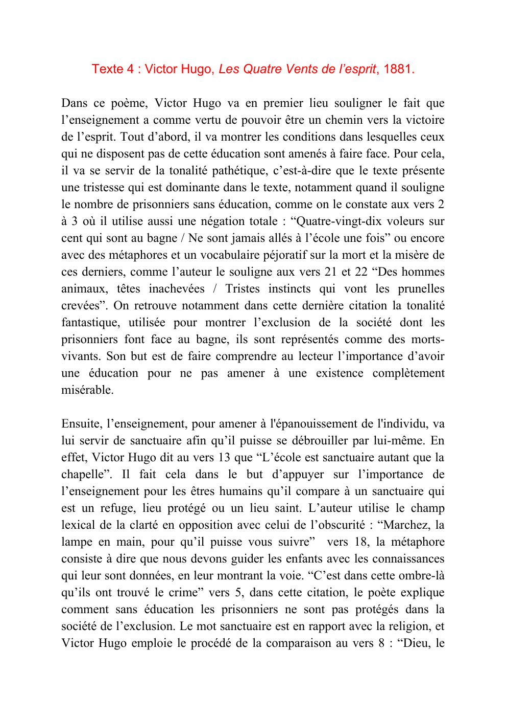 Prévisualisation du document Interprétation Littéraire Les Quatre Vents de l’esprit de Victor Hugo