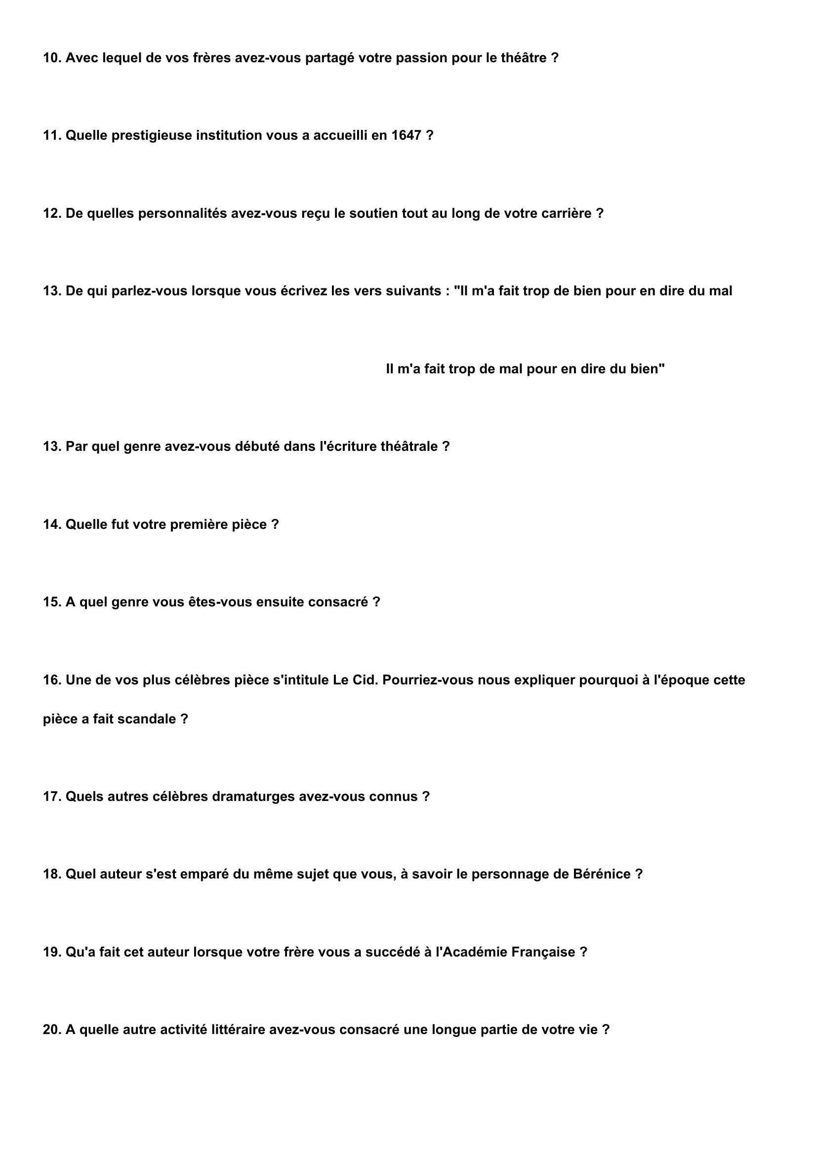 Prévisualisation du document Interview Pierre Corneille