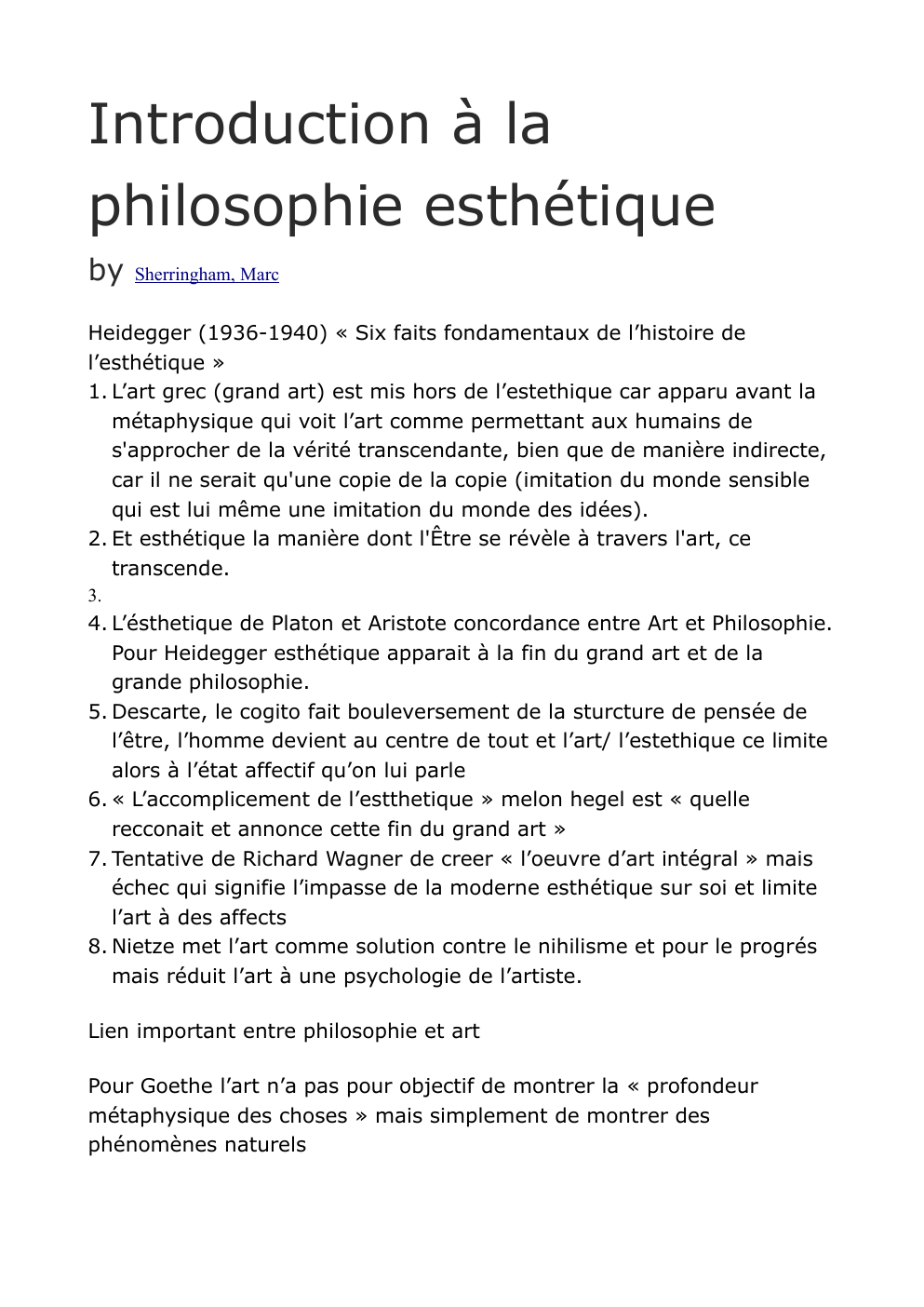 Prévisualisation du document Introduction à la philosophie esthétique  Sherringham, Marc