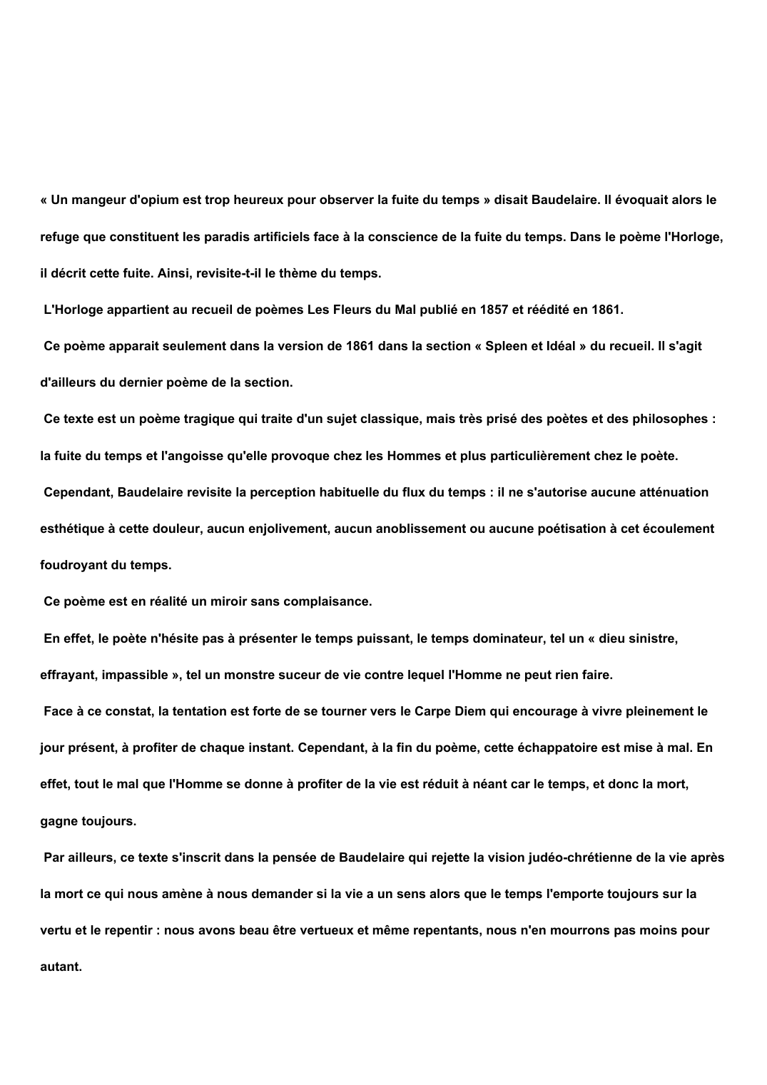 Prévisualisation du document Introduction au Commentaire Littéraire de L'Horloge de Baudelaire