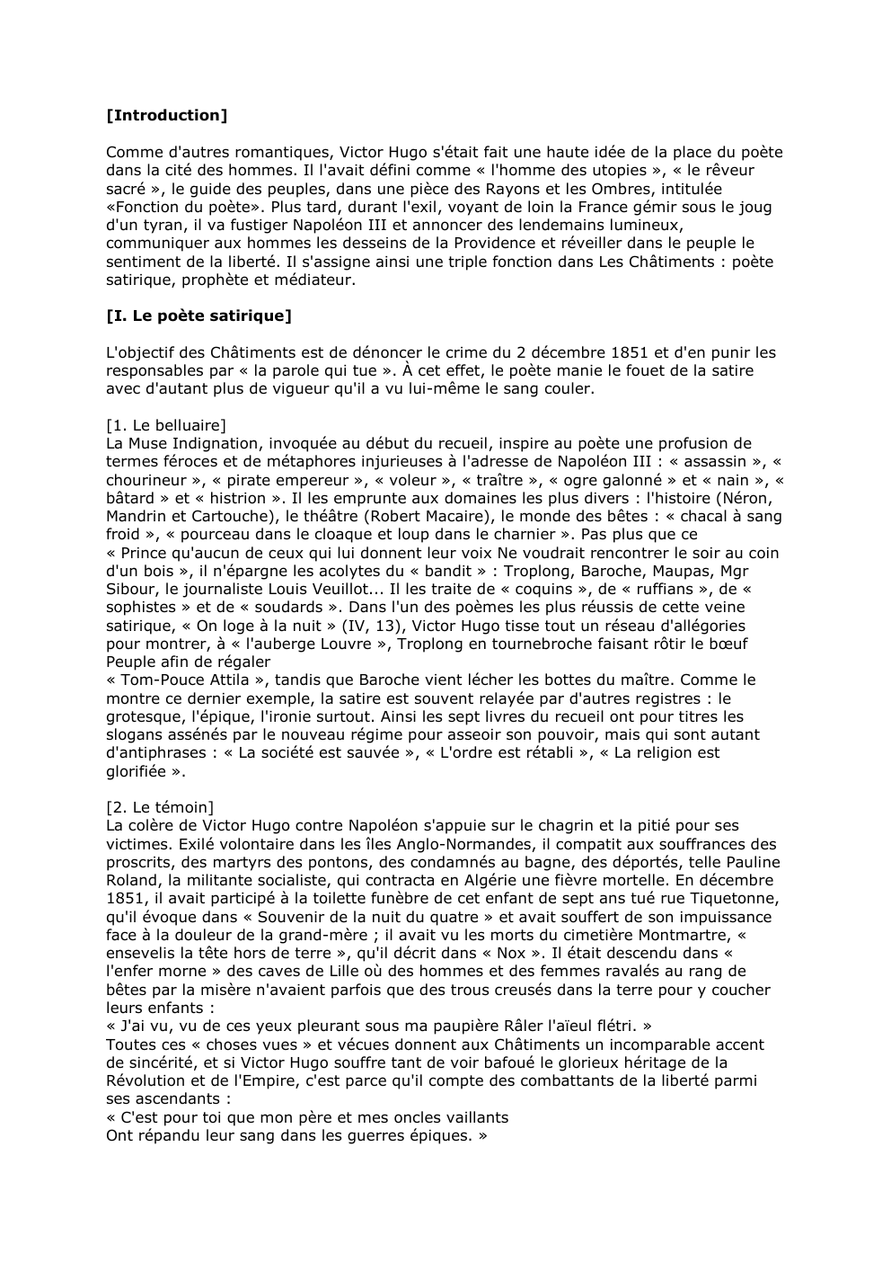 Prévisualisation du document [Introduction]
Comme d'autres romantiques, Victor Hugo s'était fait une haute idée de la place du poète
dans la cité des...