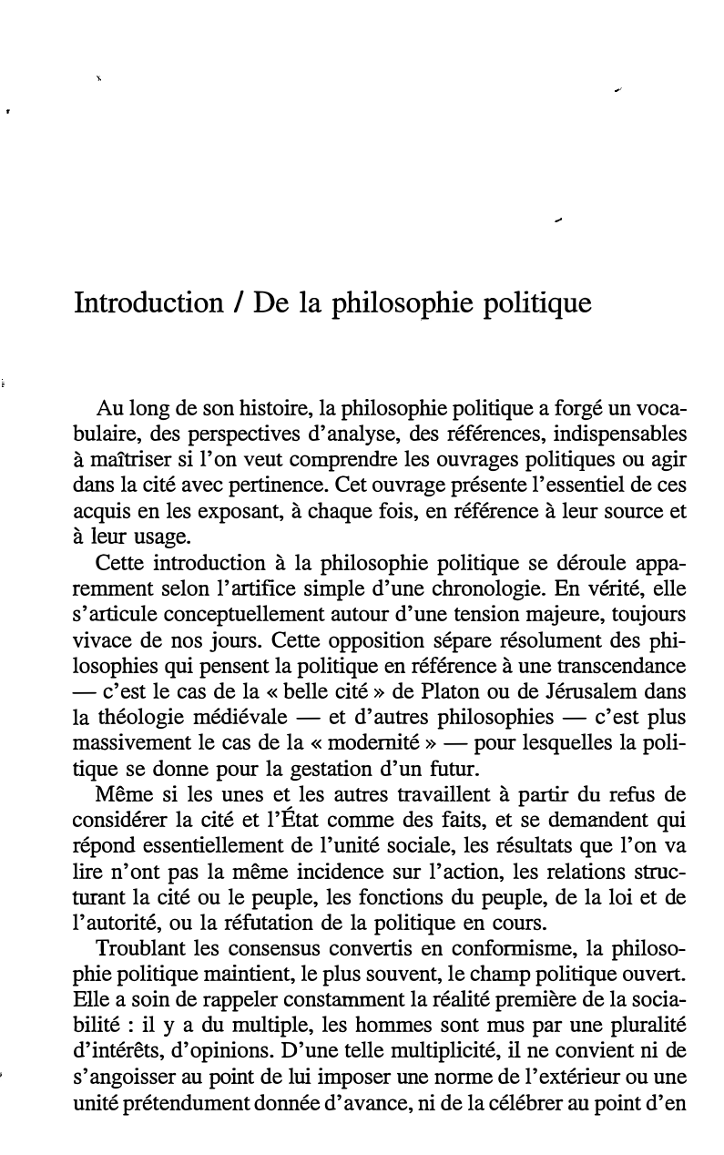 Prévisualisation du document Introduction / De la philosophie politique