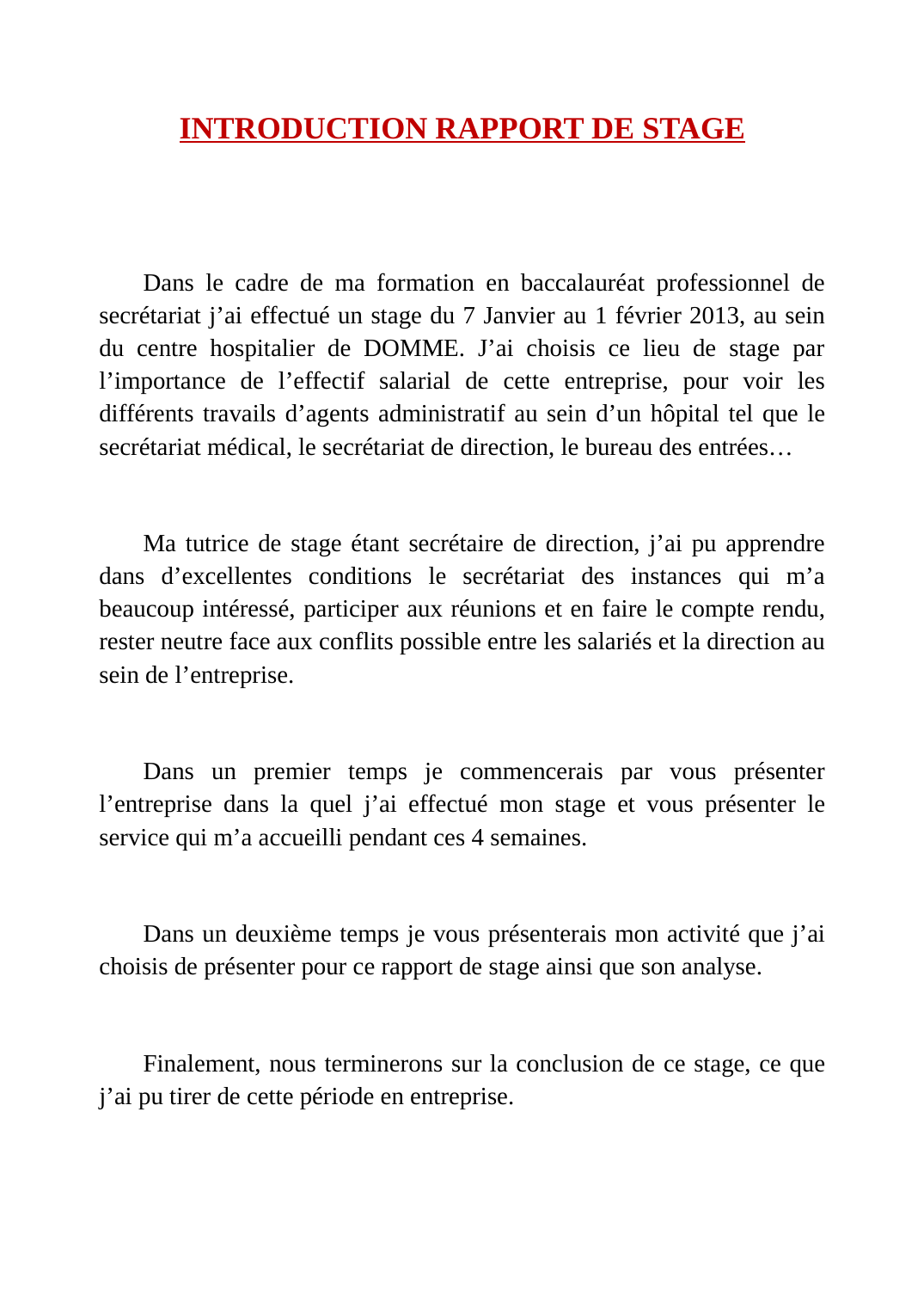 Introduction Rapport De Stage Licence Image To U