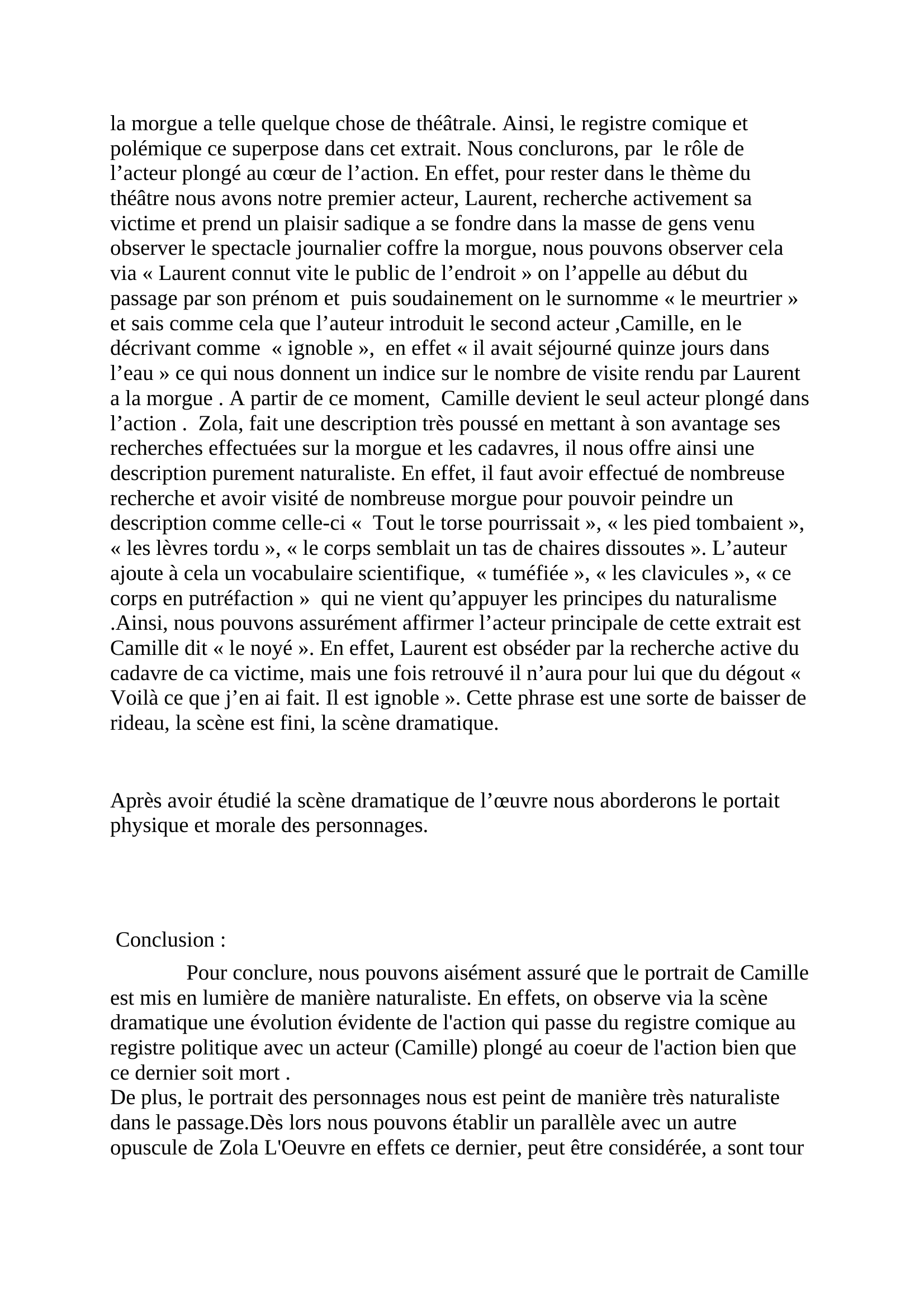 Prévisualisation du document Introduction + I commentaire littéraire de Thérèse Raquin  + Conclusion